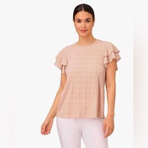 Adrianna Papell Women's Pleated Double Flare Sleeves Top Size Large